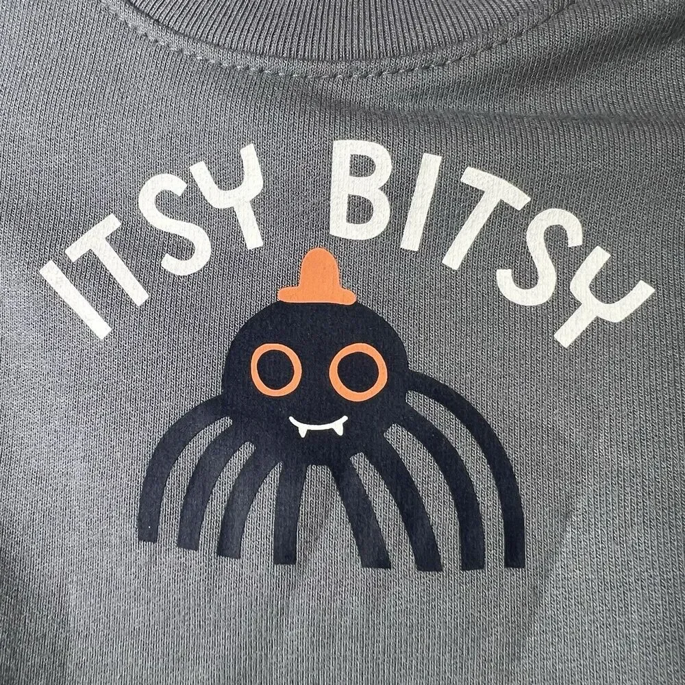 Infant Gray Spider Halloween Sweatshirt & Pants Set Itsy Bitsy Spider Size 0-3M